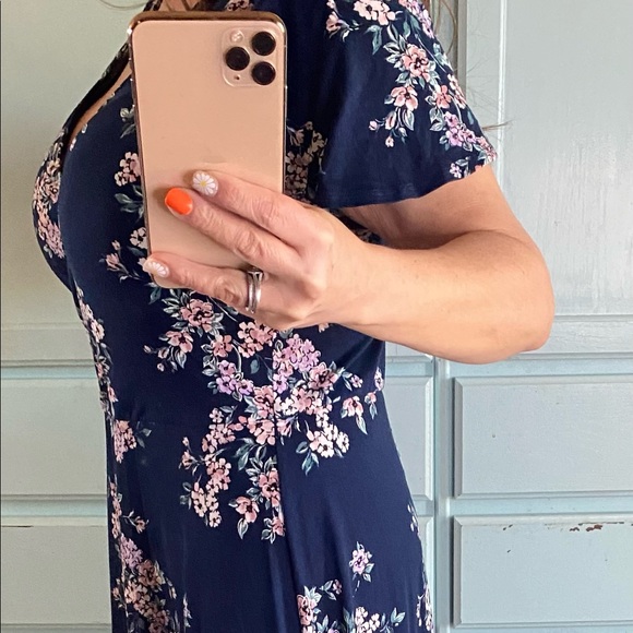 Dark blue  floral print hi low dress xl - Picture 6 of 12